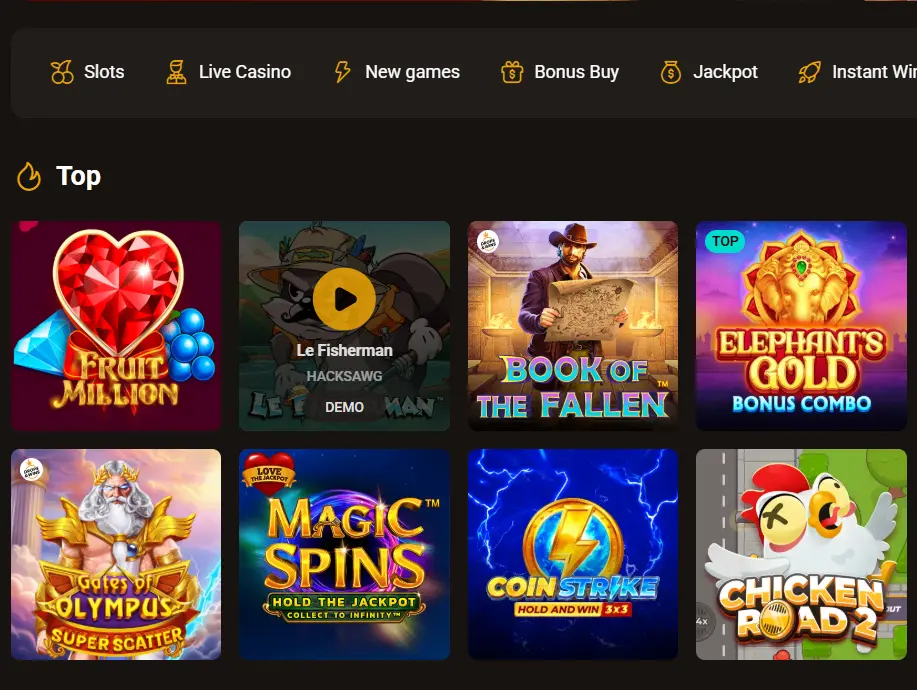 Selection of top SlotLair casino slots available for UK players to play and enjoy real money wins.